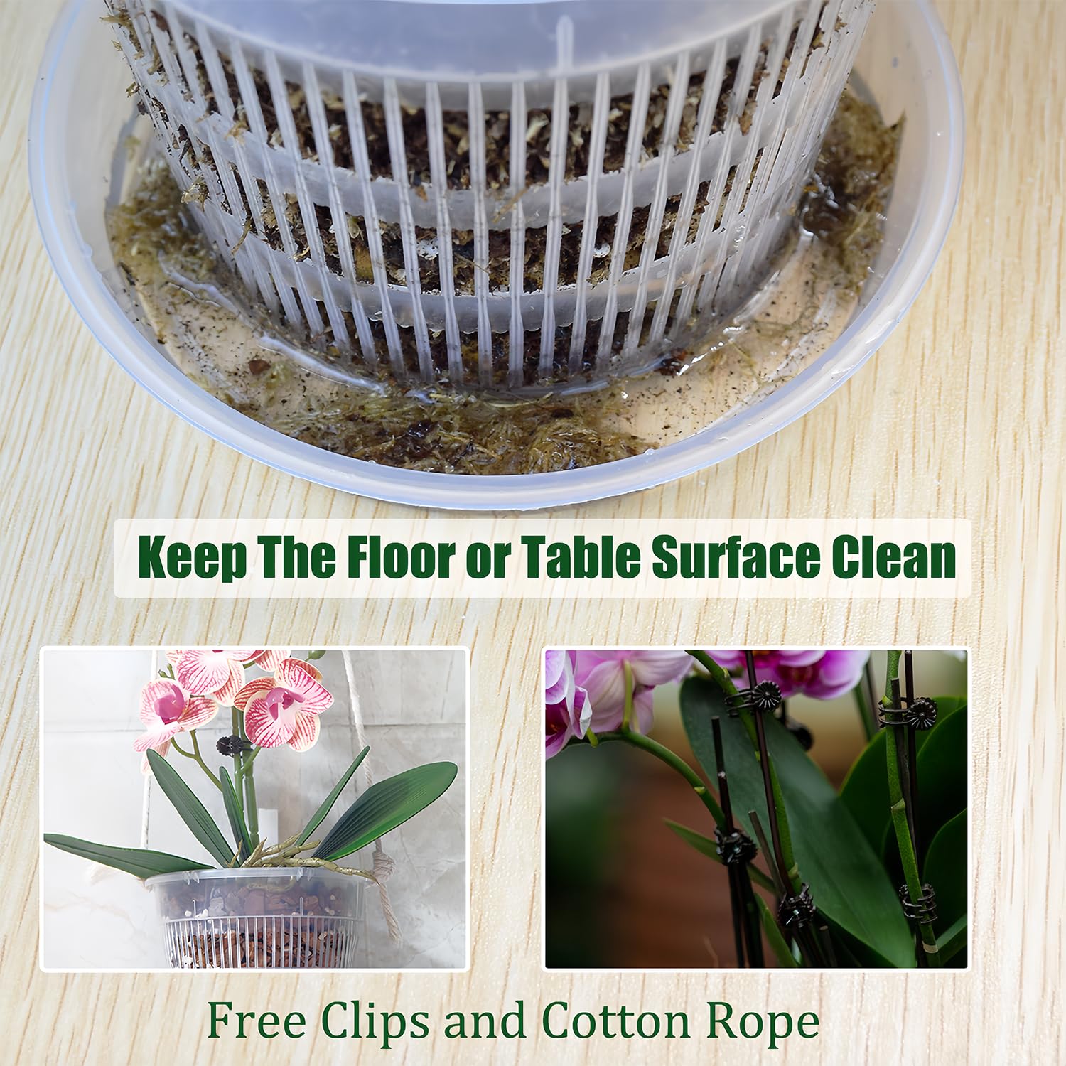 Tialero clear saucer catches drainage while keeping surfaces clean.