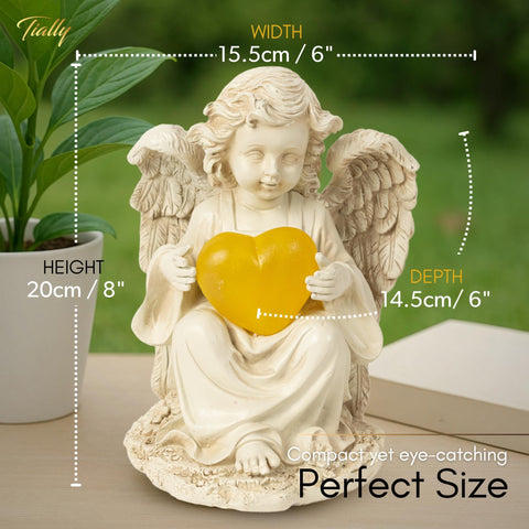 TIALLY angel statue in a quiet corner offers serene ambient light.