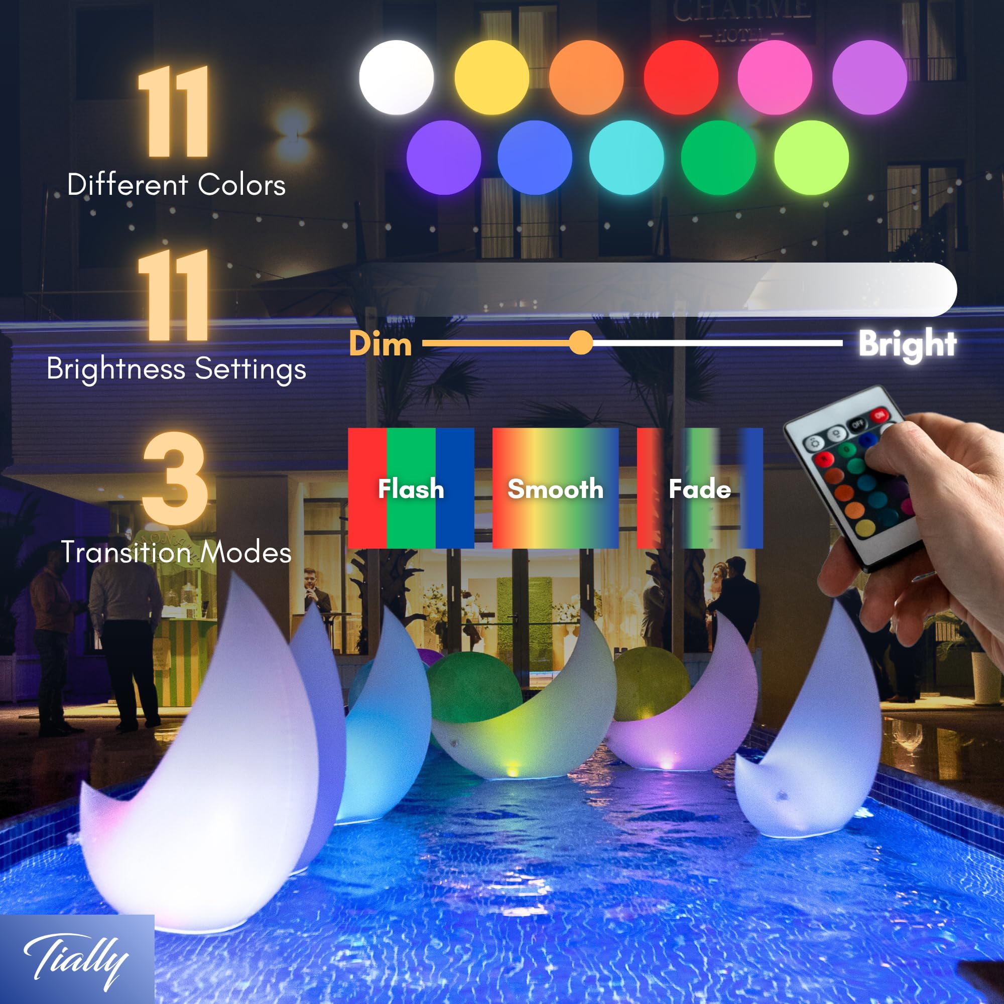 TIALLY easy-install pool lights activate in sun before inflation for sunlit setup.