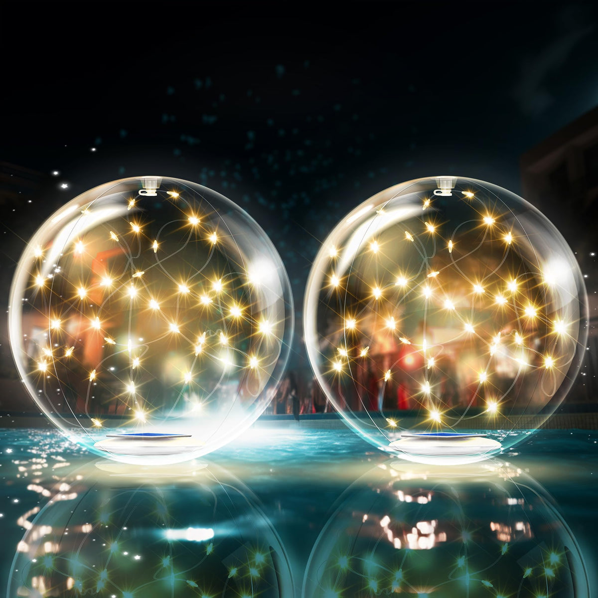 TIALLY Fairy Floating Pool Light 14-inch glowing ball on water enhances pool party ambiance.
