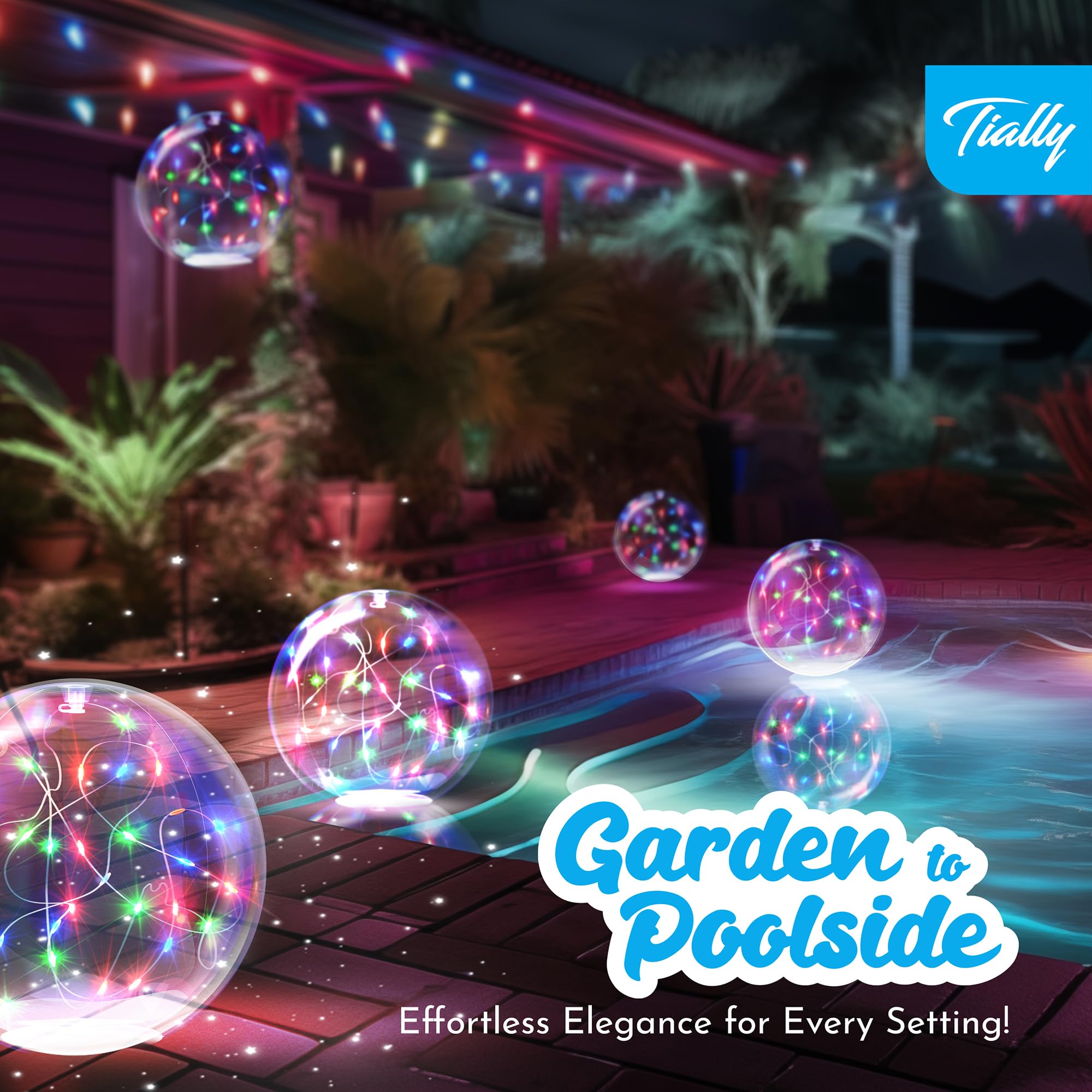 TIALLY Fairy solar floating pool light demonstrates easy installation on water.