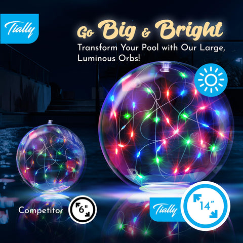 TIALLY Fairy solar floating pool light operates rain or shine with auto on/off.