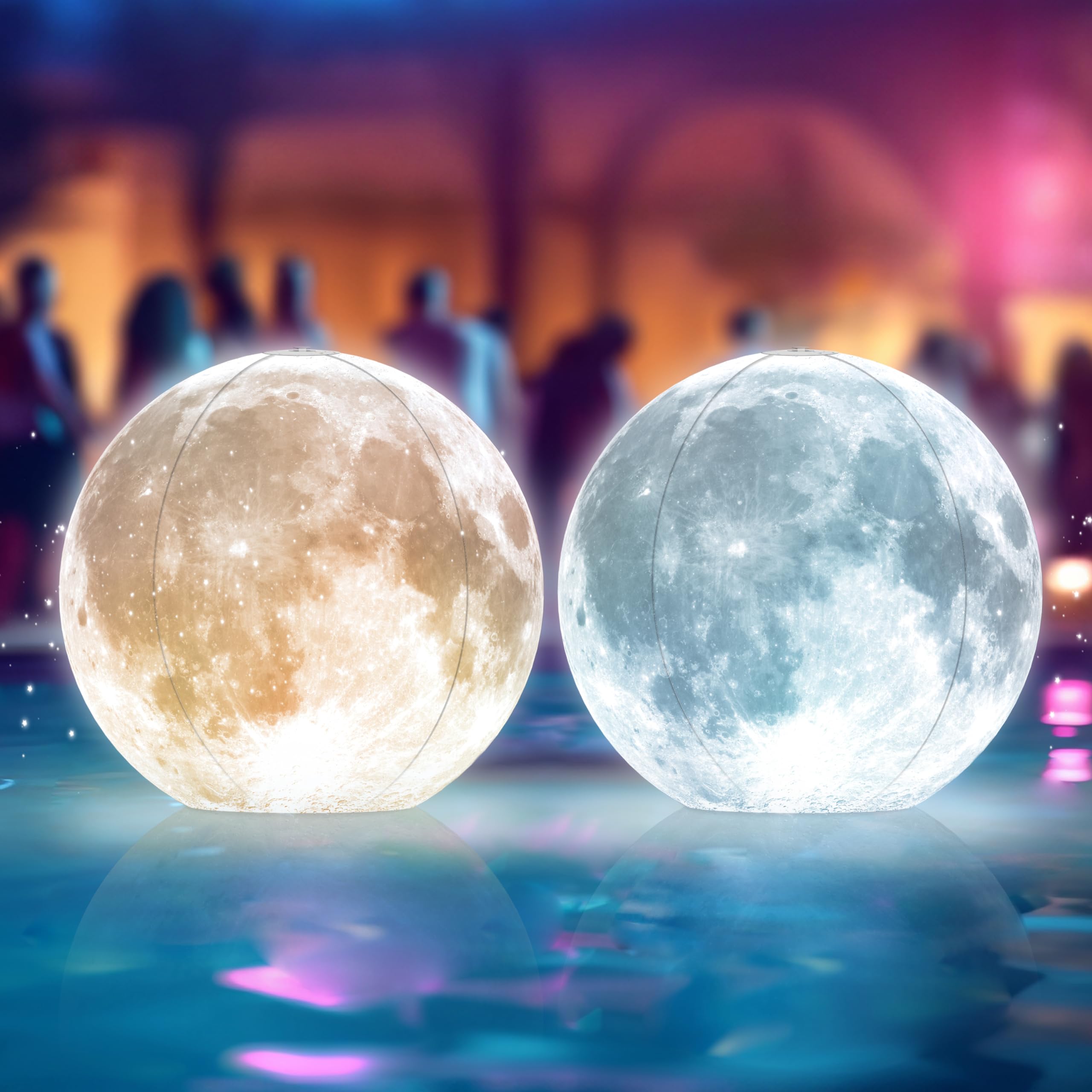 TIALLY Full Moon pool ball 2-pack floats with warm glow for evening swims