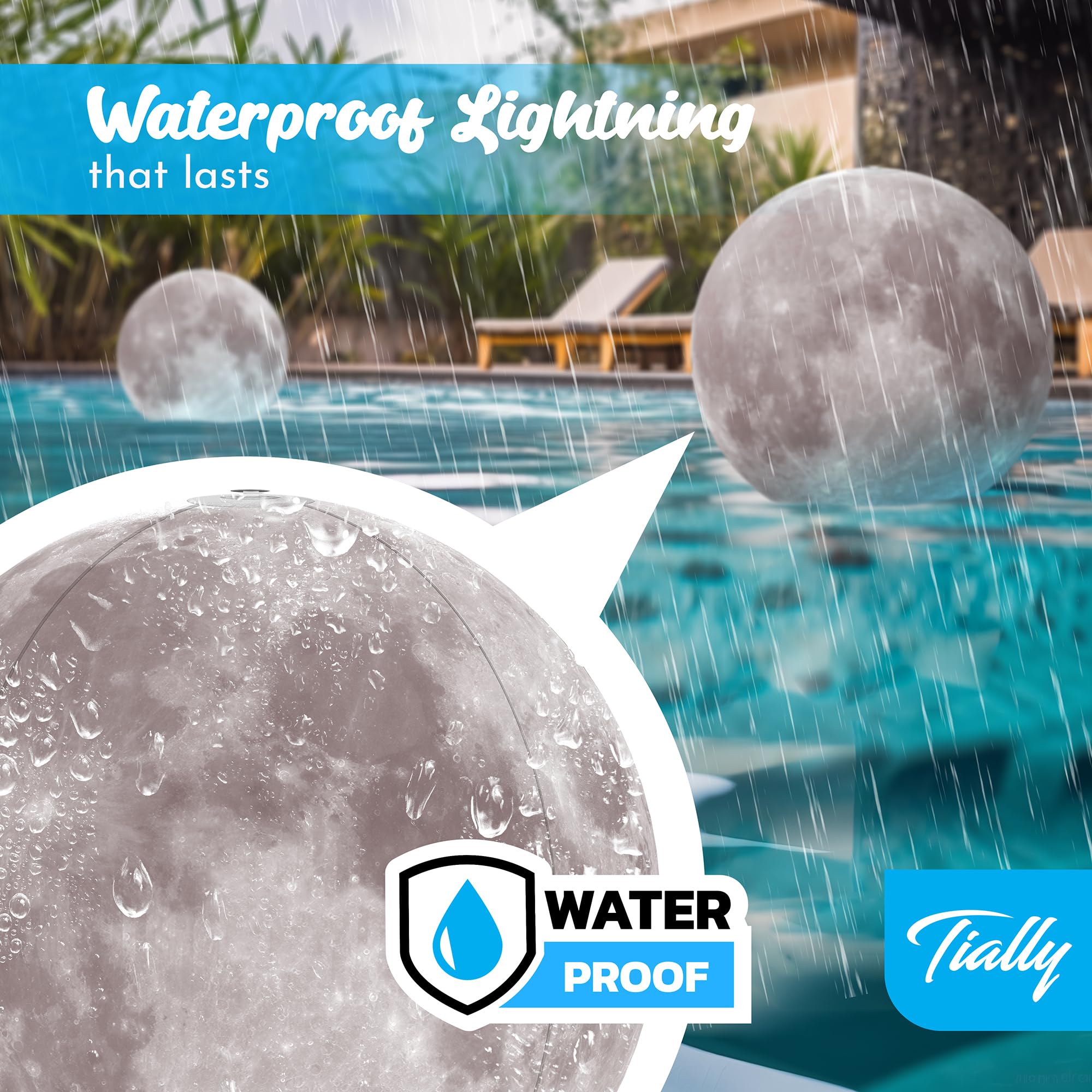 TIALLY waterproof pool lights endure splashes and playful tosses