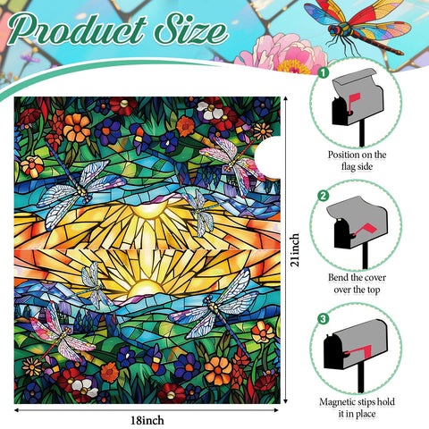 Tiamon dragonfly pattern with sunrise enhances garden entryway with color.