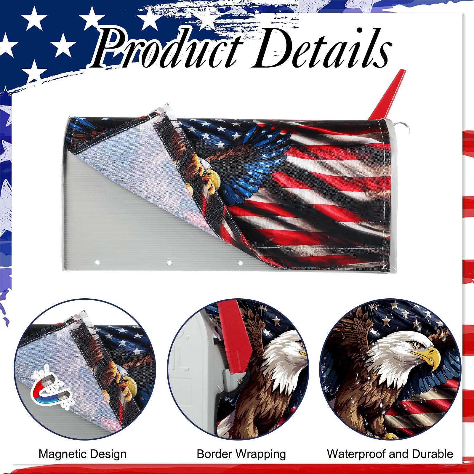 Tiamon Independence Day wrap 18x21 inches fits standard mailboxes.