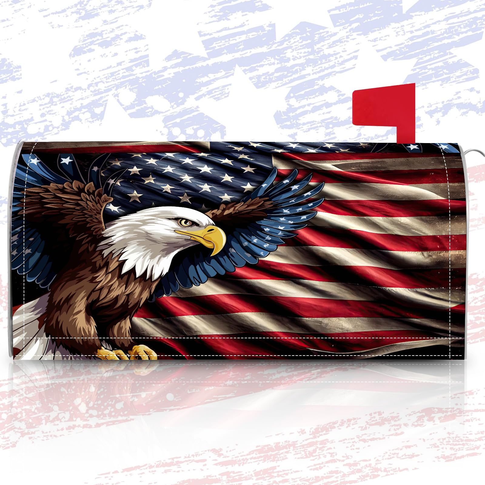 Tiamon patriotic mailbox cover featuring eagle and flag for outdoor decor.