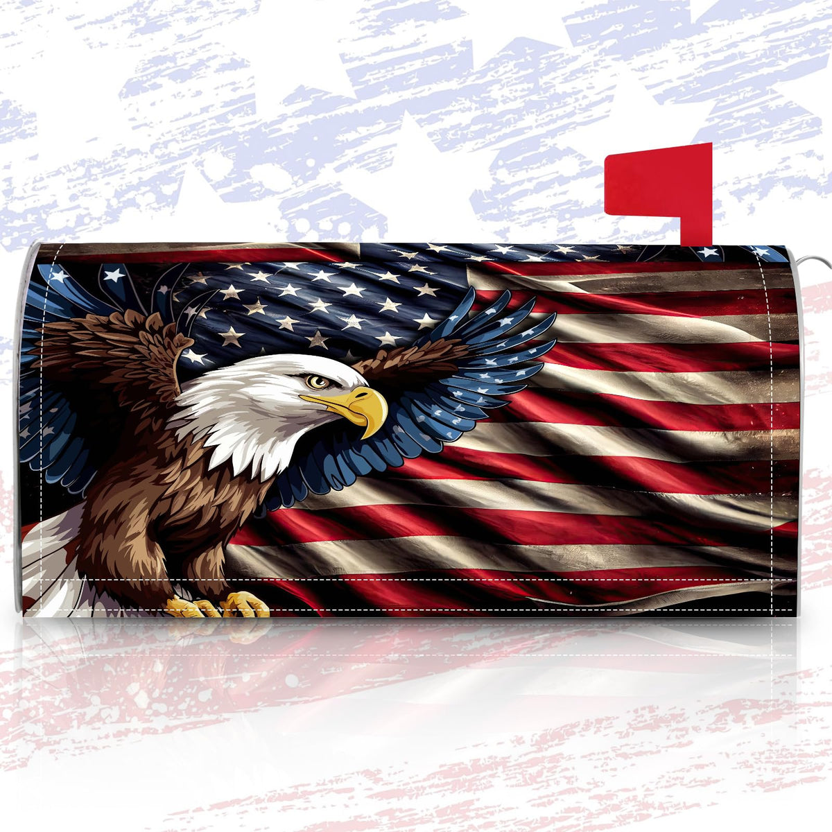 Tiamon patriotic mailbox cover featuring eagle and flag for outdoor decor.