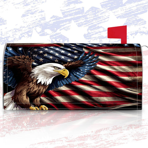 Tiamon patriotic mailbox cover featuring eagle and flag for outdoor decor.