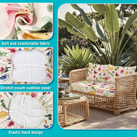 Tiamon washable cushion covers with elastic edges simplify refreshing patio furniture.