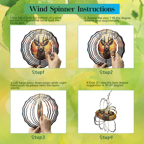 TIANCENTRAL H deer head wind spinner 10-inch diameter, well-sized for yards and windows.