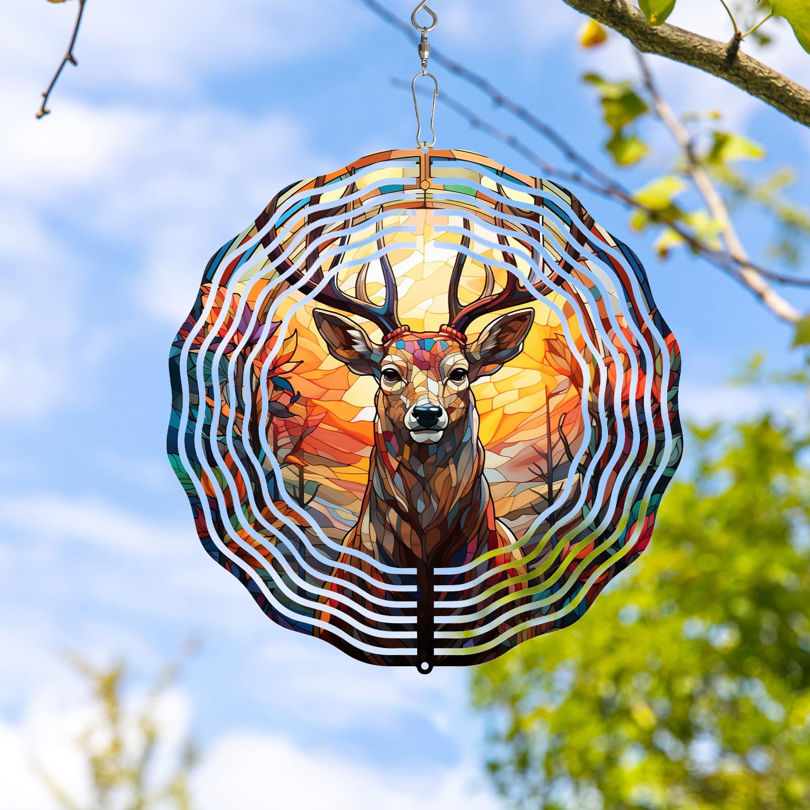 TIANCENTRAL H deer head wind spinner center piece, bold focal point for garden spaces.