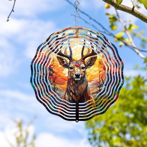 TIANCENTRAL H deer head wind spinner center piece, bold focal point for garden spaces.