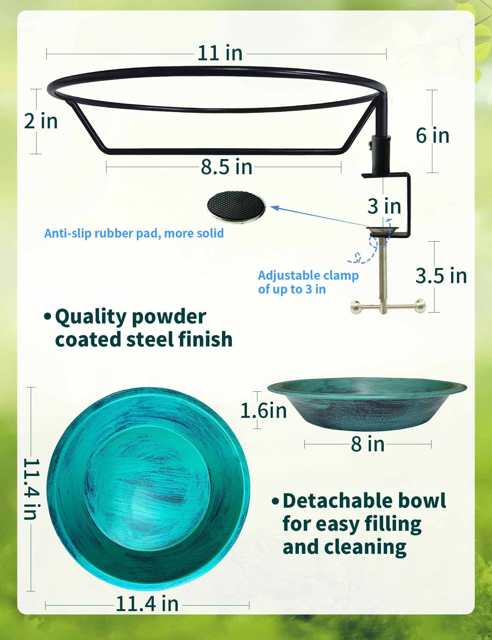 TIANCENTRAL H detachable bowl simplifies cleaning and refilling for busy gardens.