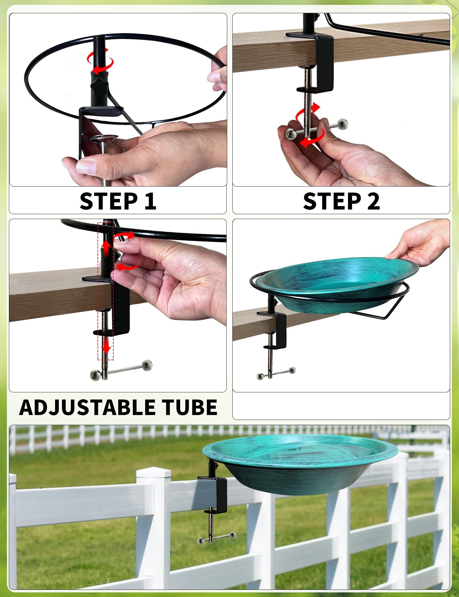 TIANCENTRAL H sturdy metal clamp secures the bath on windy decks.