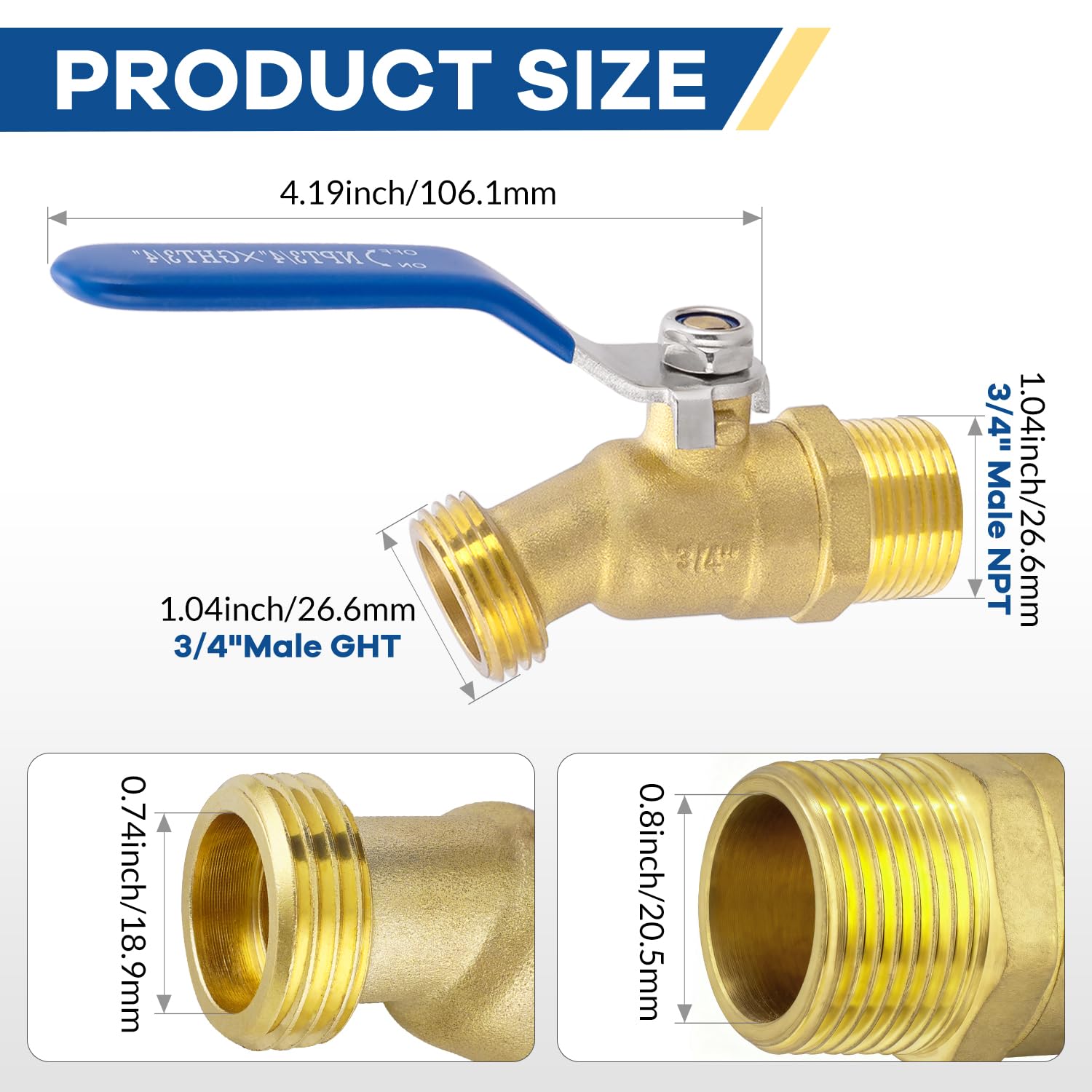 TianTianUp hose bibb extended handle close-up showing ergonomic grip