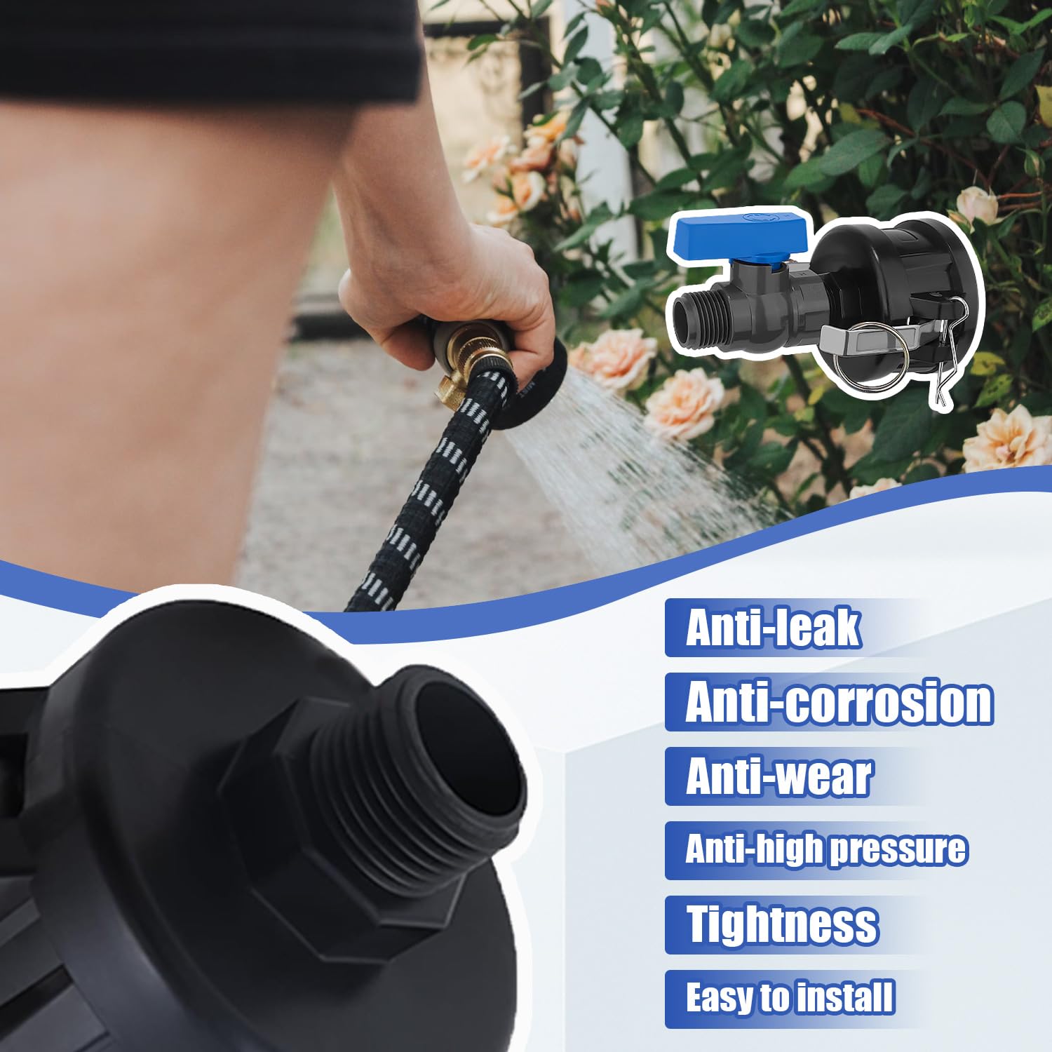 TianTianUp rubber washers help seal and prevent drips at connection points.