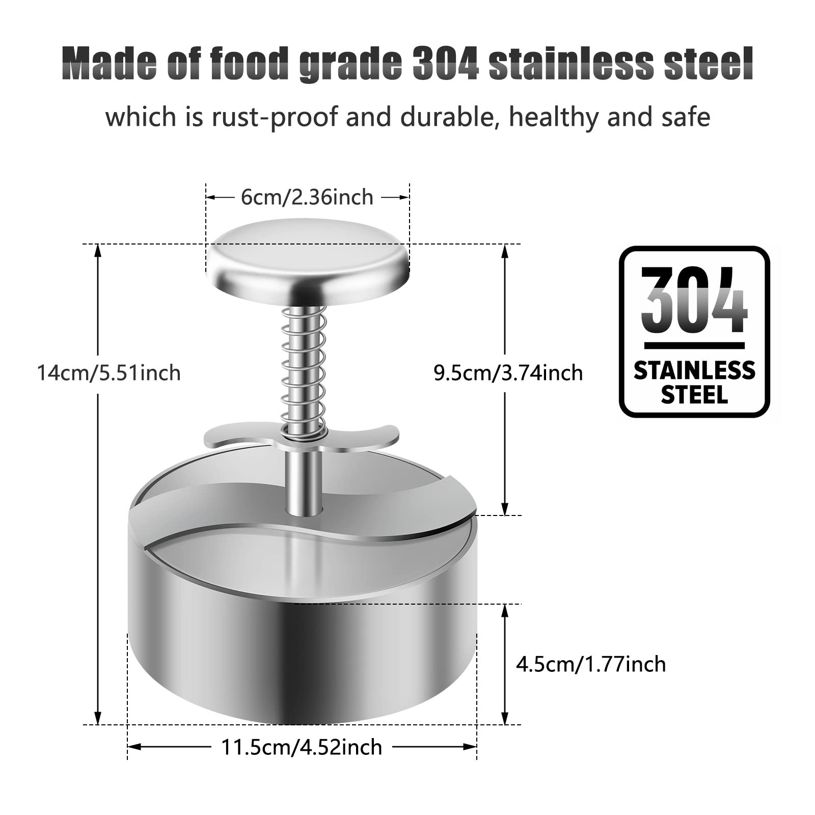 TIANTOU burger press thickness gauge internal weights for consistent sizes.