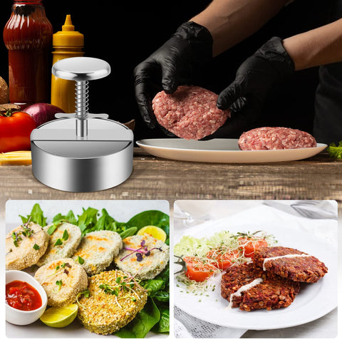 Dishwasher-safe TIANTOU burger press keeps cleanup simple after grilling.