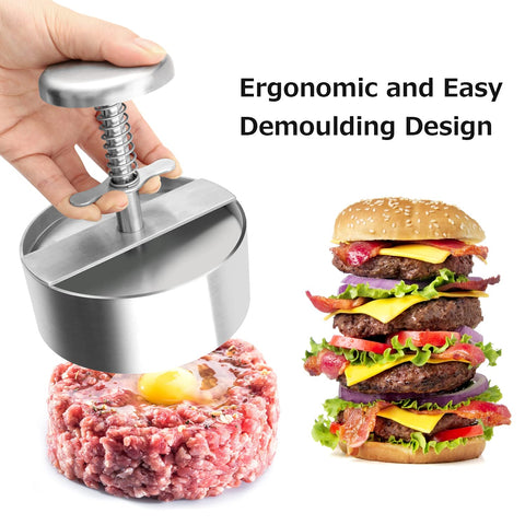 Ergonomic TIANTOU burger press makes patty shaping effortless for all ages.