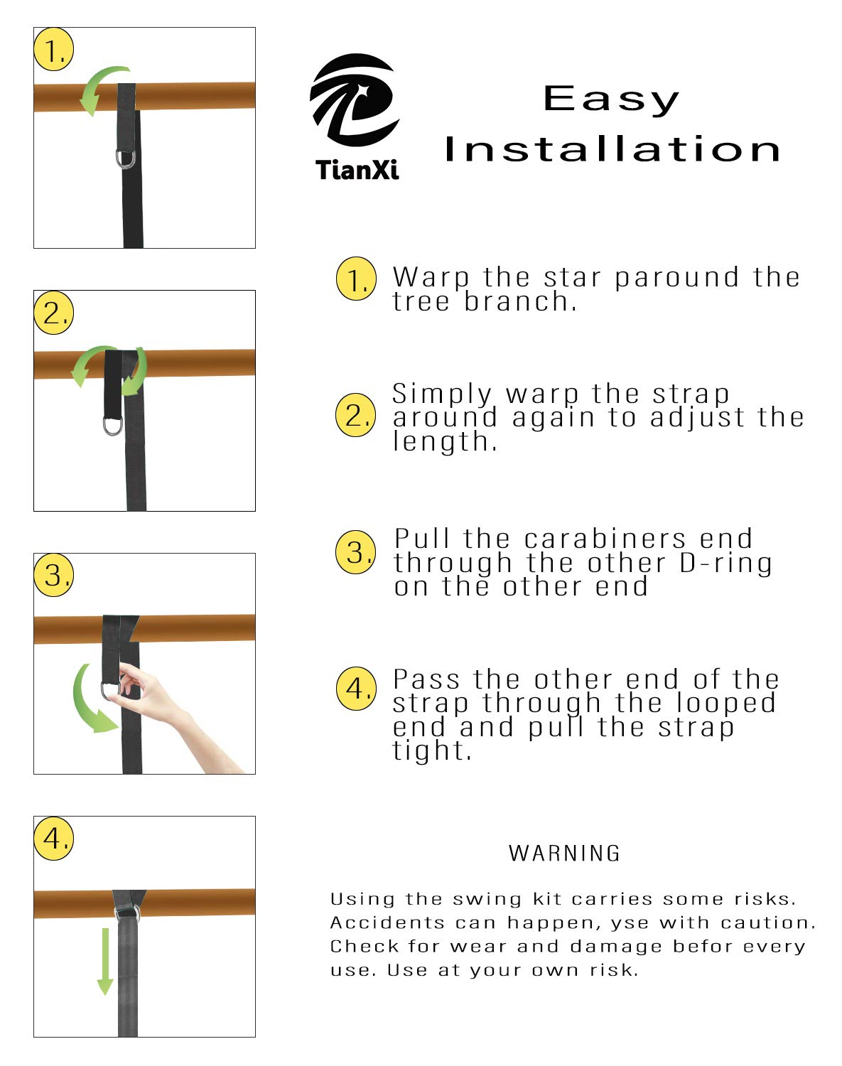 TianXi carrying pouch included for portable swing strap kit.