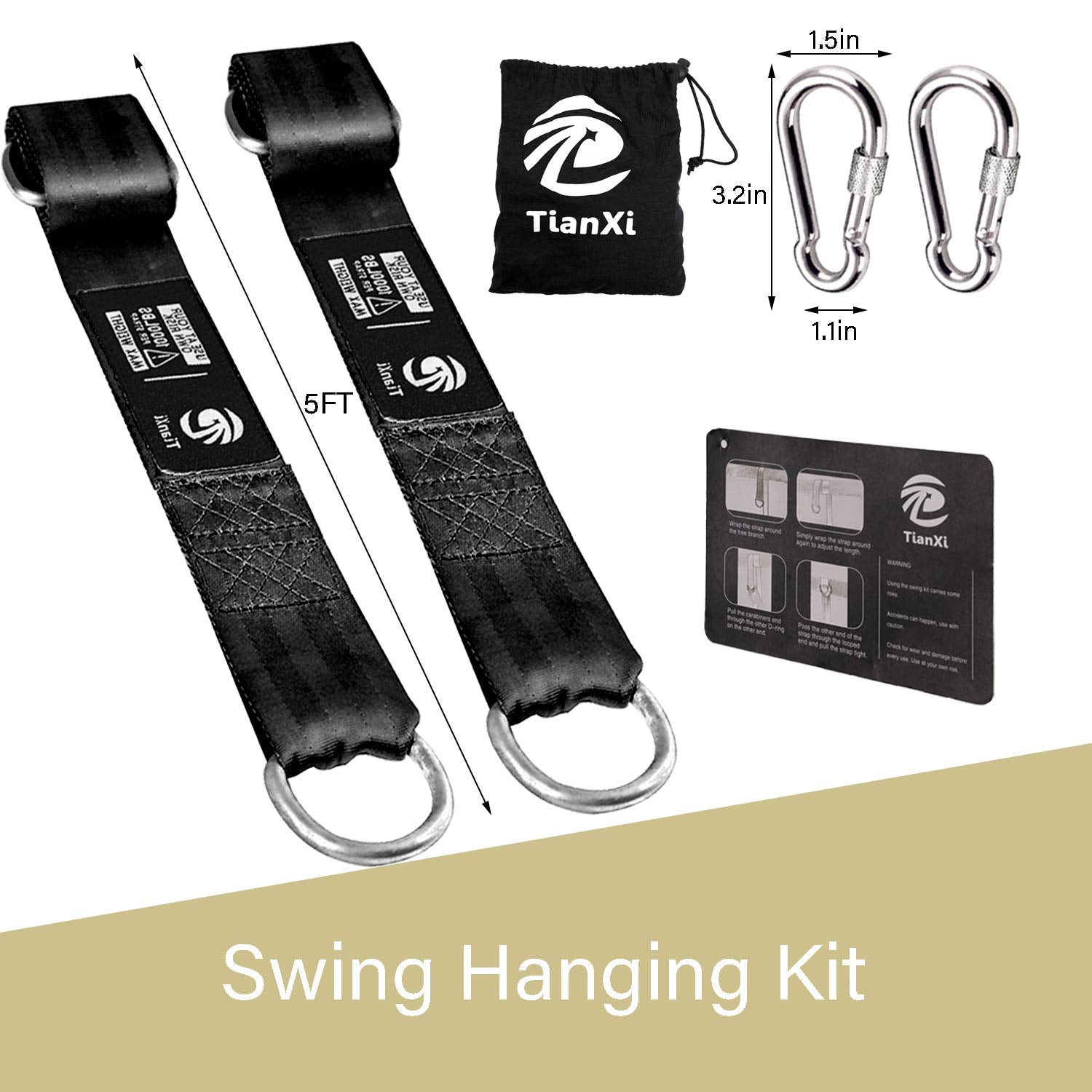 TianXi stainless carabiners close-up highlighting secure attachment and rust resistance.