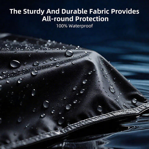 Elastic hem cord and bottom strap secure a snug fit