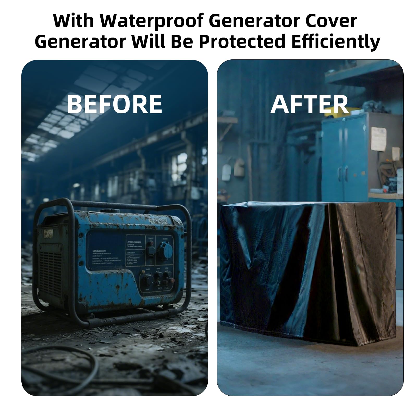 Universal-fit design accommodates most generators from 3000W to 15000W