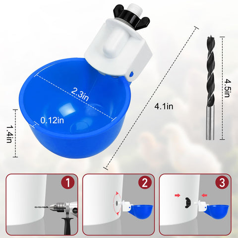 Tibaebe leakproof waterer cups blue, reduces spill in the coop