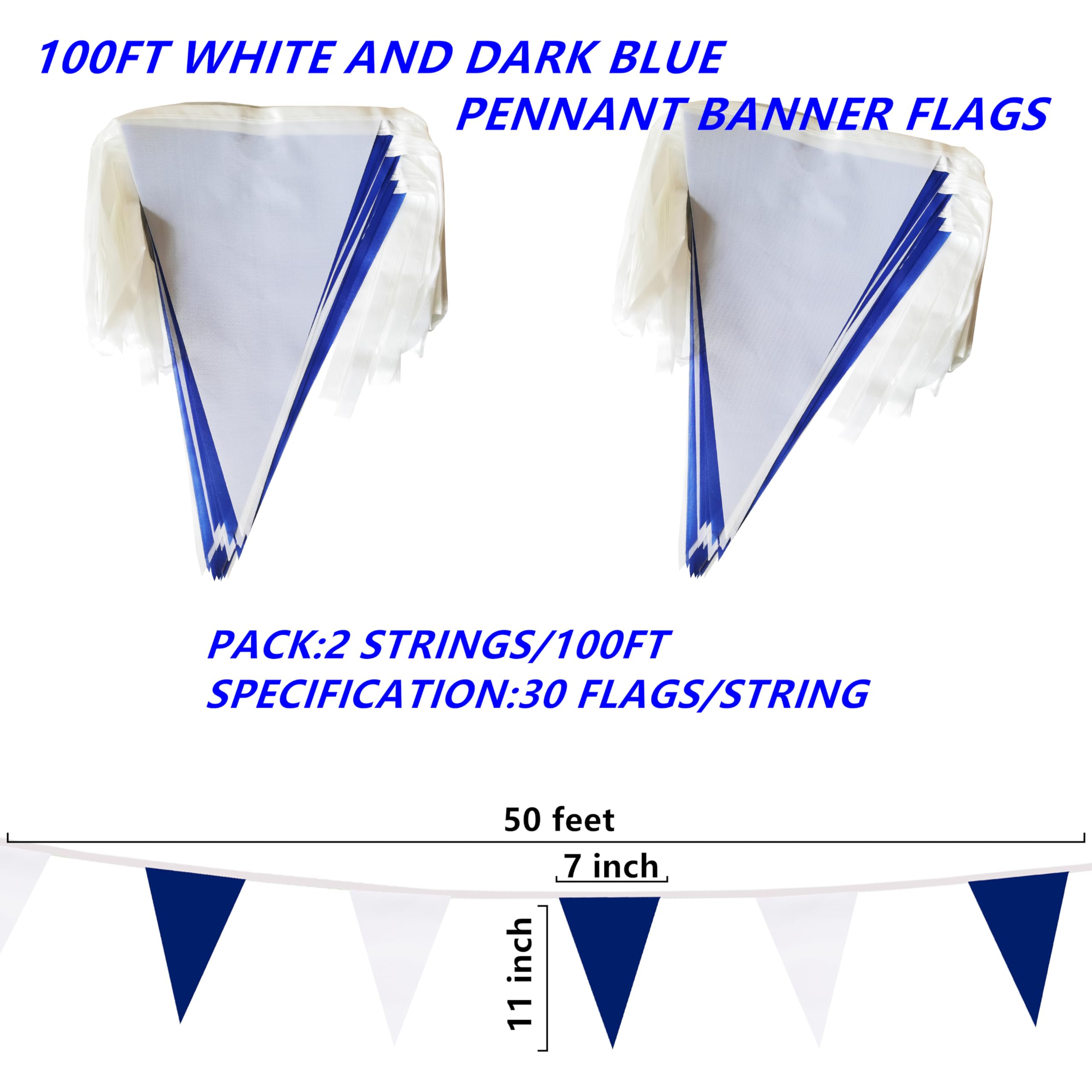 Tibijoy pennant banner dual-sided color darkbluewhite for indoor or outdoor use.
