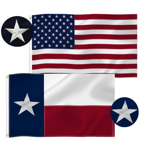 Tibijoy USA flag with embroidered stars on 210D nylon for long-lasting use.