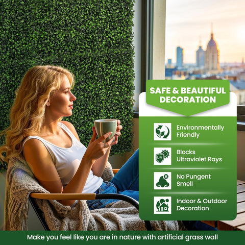 Ticanros boxwood wall panel with interlocking connectors demonstrates quick, tool-free installation