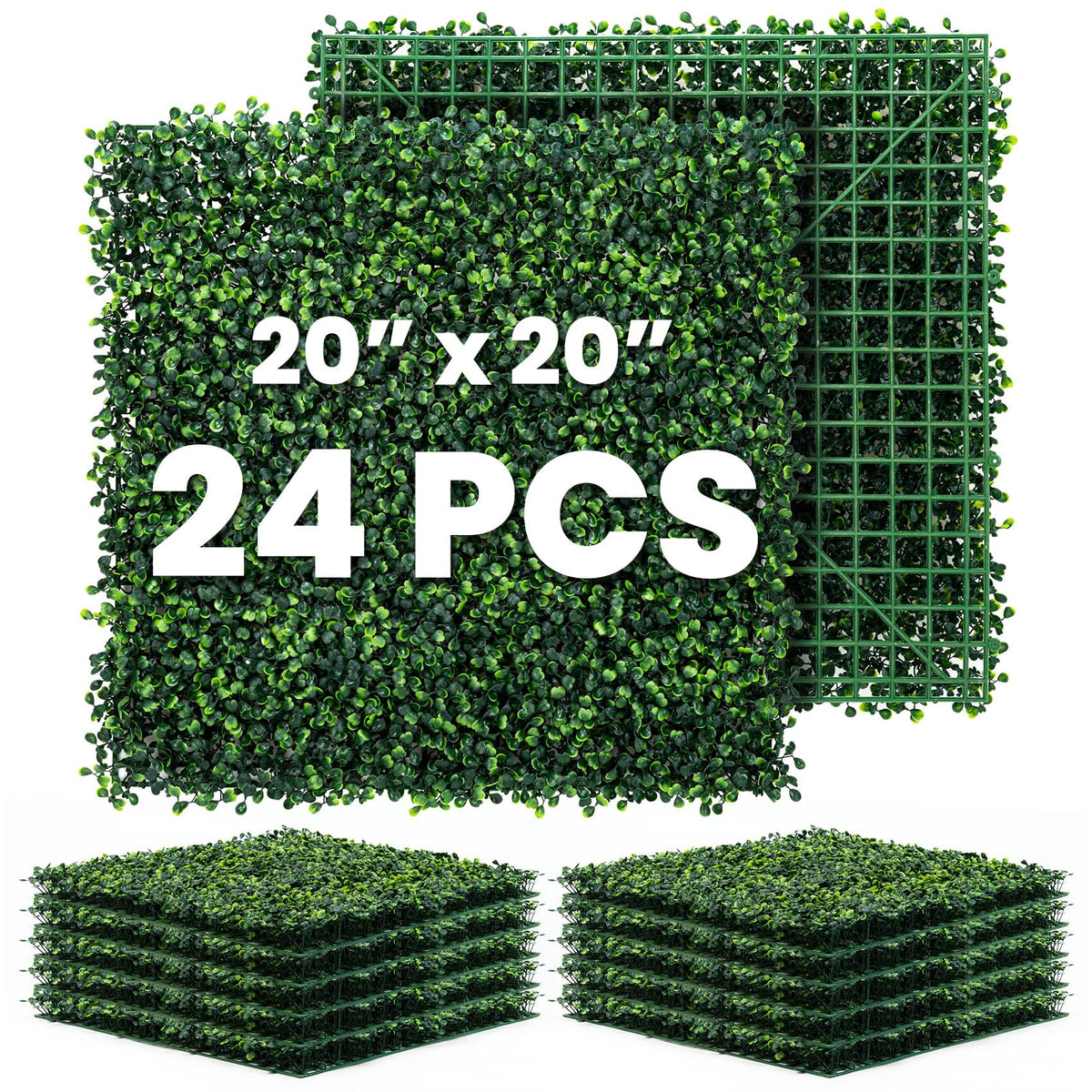 Ticanros grass wall panel close-up showcases lush faux boxwood for easy DIY greenery walls