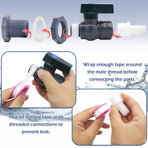 TiciKim bulkhead fitting shown for secure rain barrel installation.