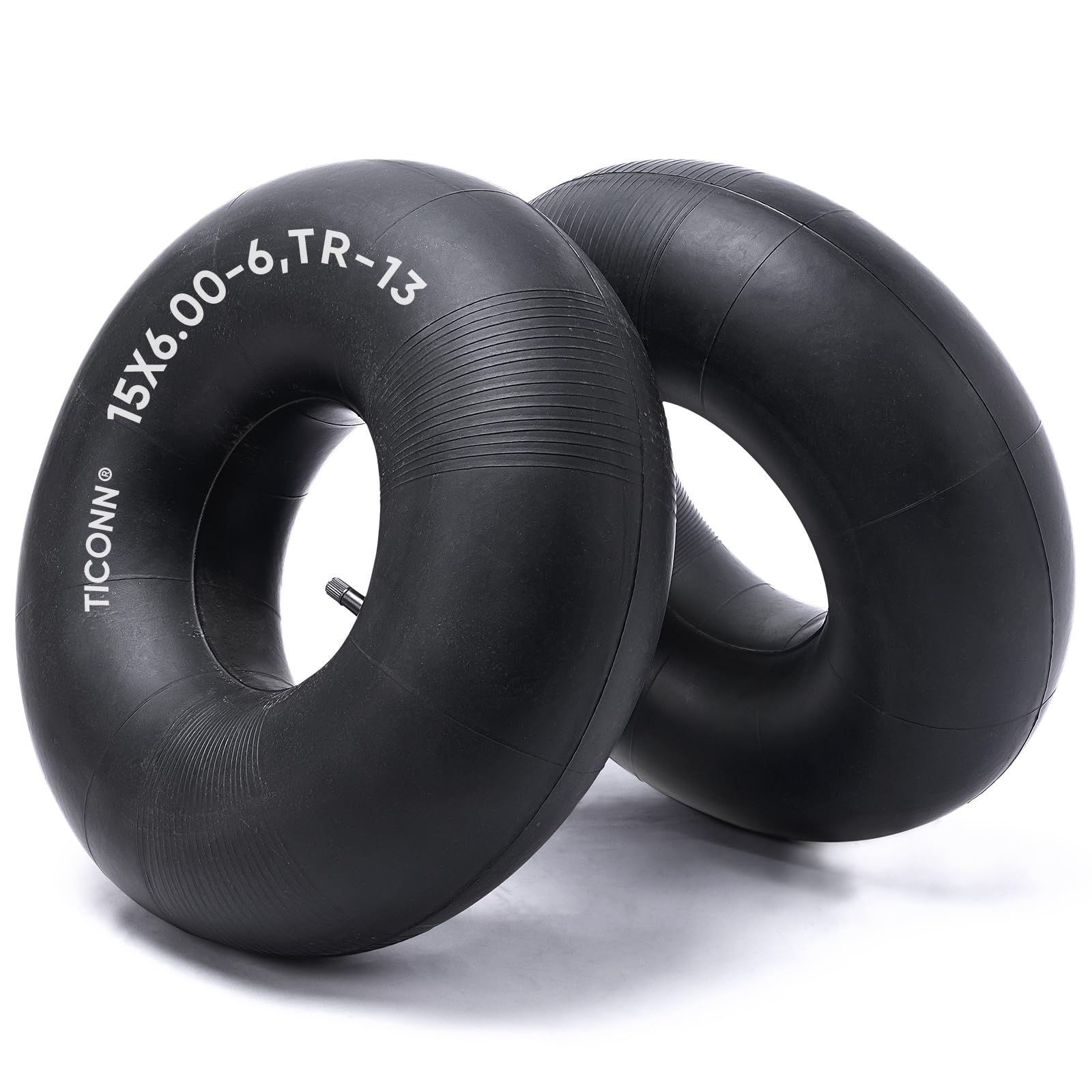TICONN 15x6 inner tube with TR-13 valve, front view, durable replacement for outdoor equipment