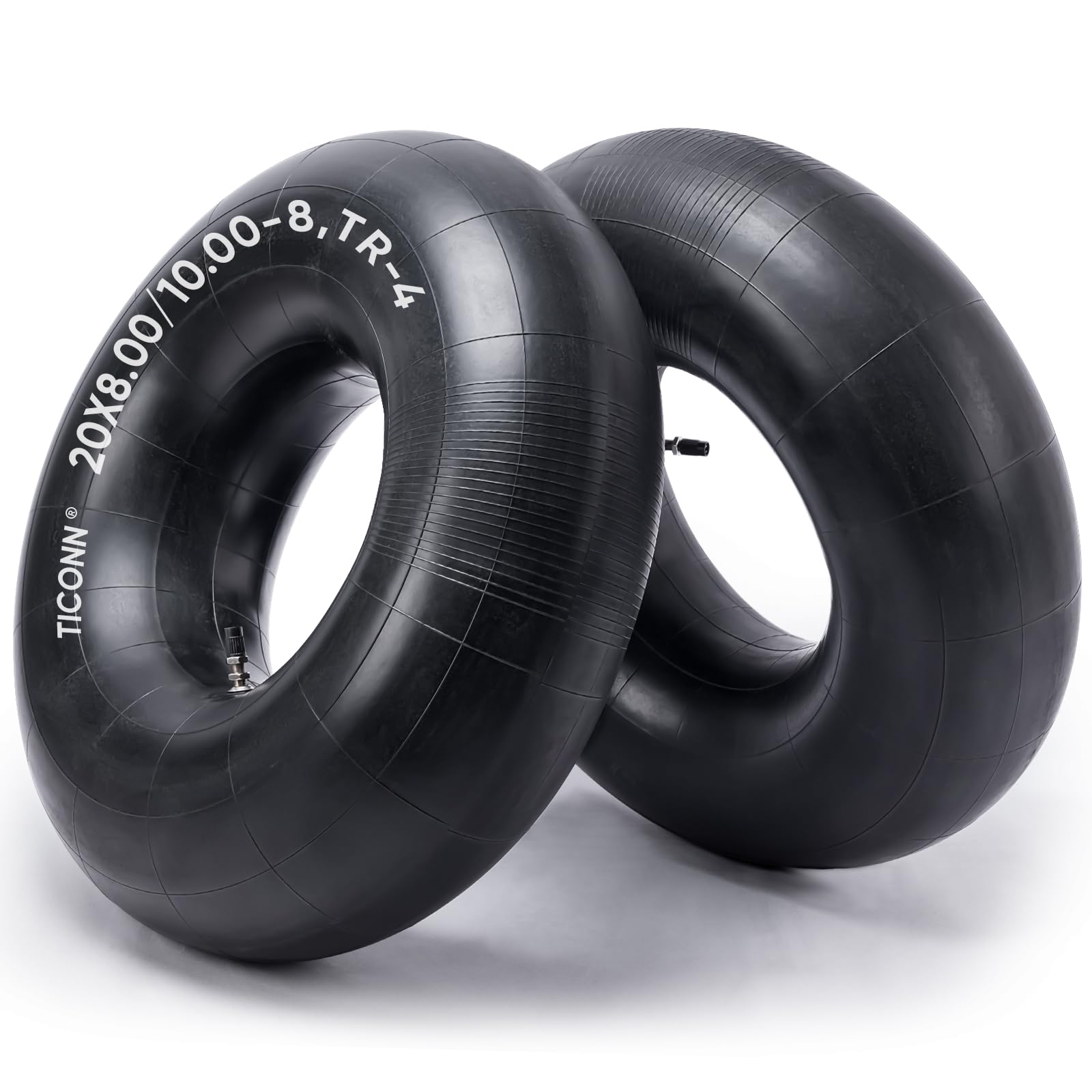 TICONN 20x8-8 inner tube with TR-4 valve for wheelbarrows and lawn equipment.