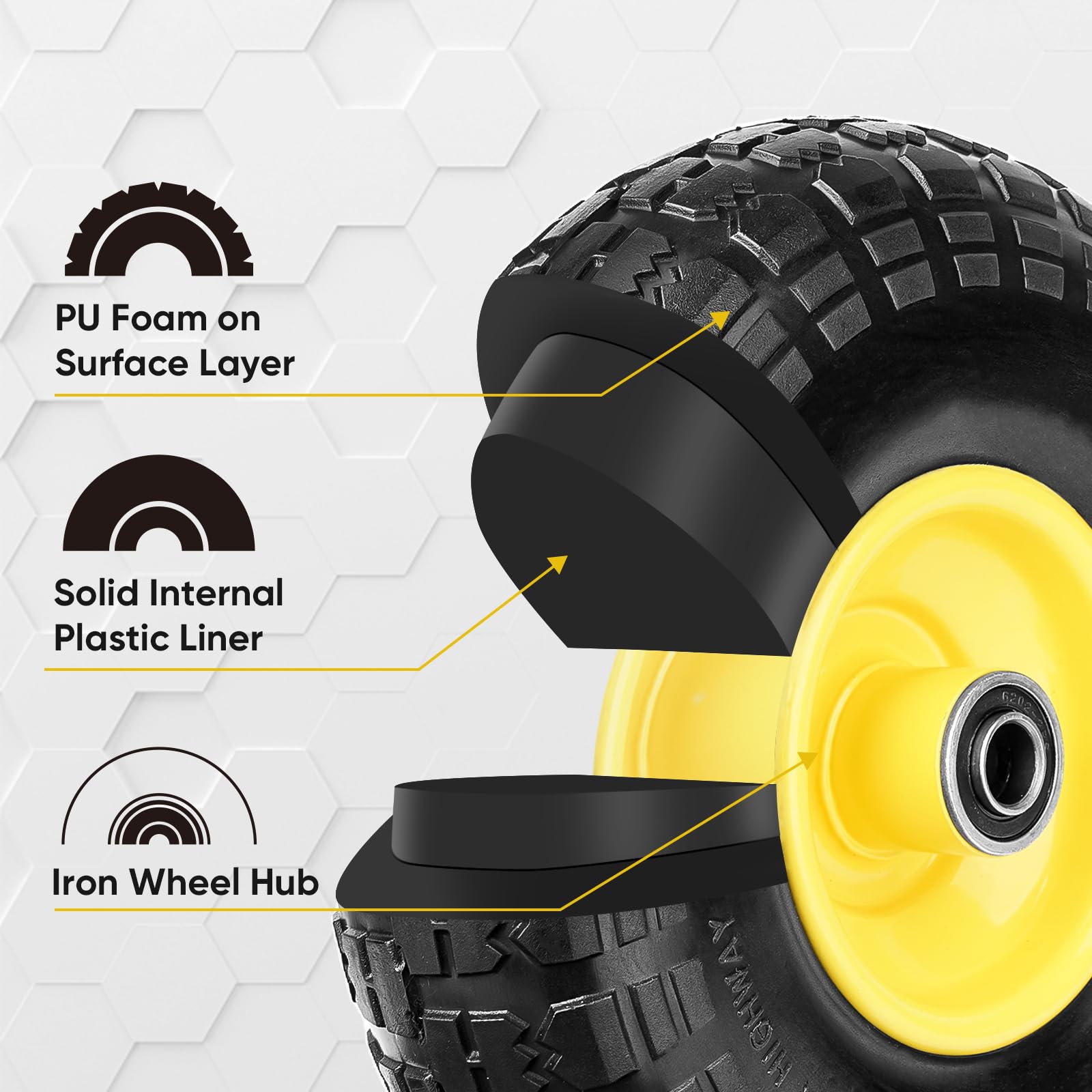 TICONN tires suit wheelbarrows, wagons and dollies for outdoor tasks.