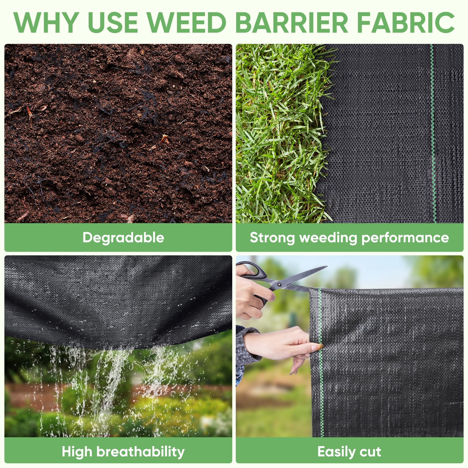TICONN easy-cut weed barrier for quick DIY installation