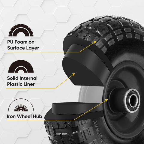 TICONN heavy-duty solid tire designed for rough terrain surfaces.
