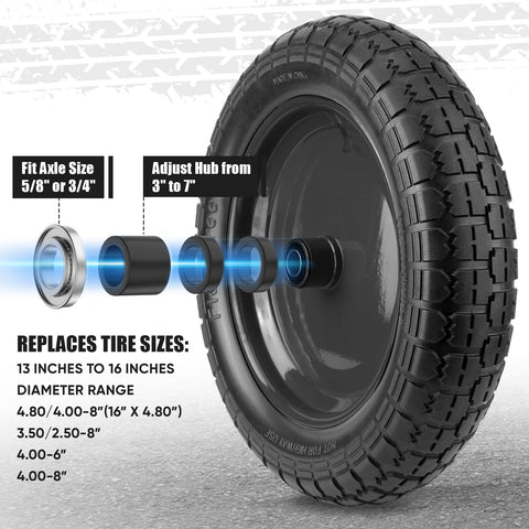 TICONN polyurethane foam tire construction highlights durability and puncture resistance.