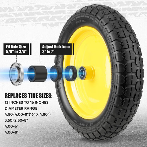 TICONN polyurethane tire close-up showing durable, puncture-resistant core.