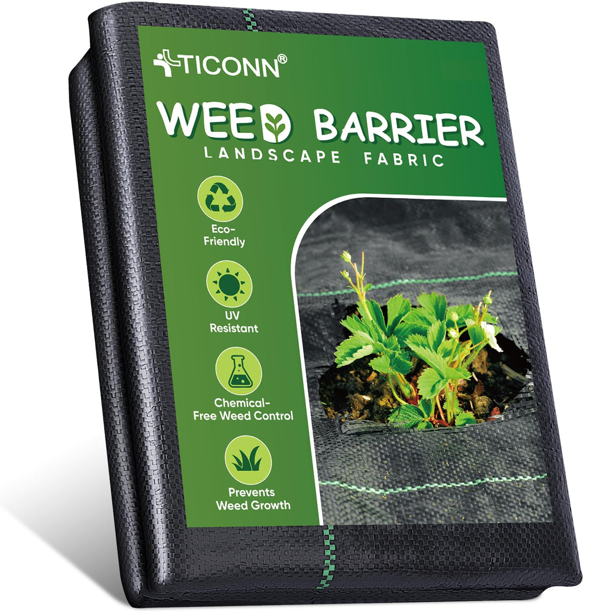 TICONN weed barrier fabric 3ft50ft ground cover for weed suppression and soil moisture retention
