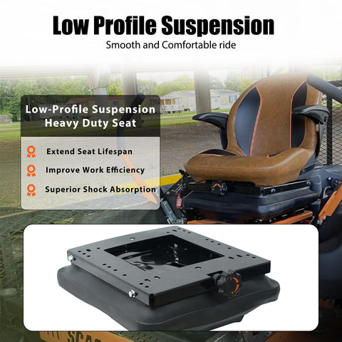 TICSEA suspension kit in use on a zero-turn mower delivering a smoother operator experience.