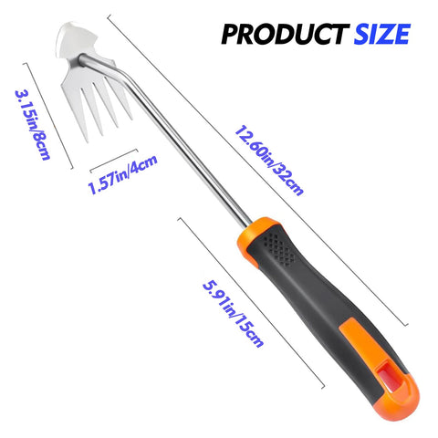 TIDENBR 4-tine weeder loosening soil for vegetables and flowers.