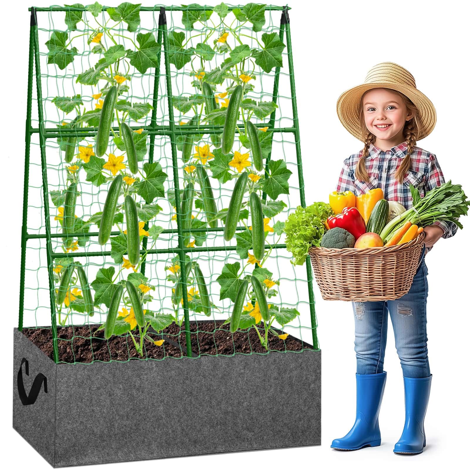 Tidponra cucumber trellis frame supporting climbing vines for neat harvests