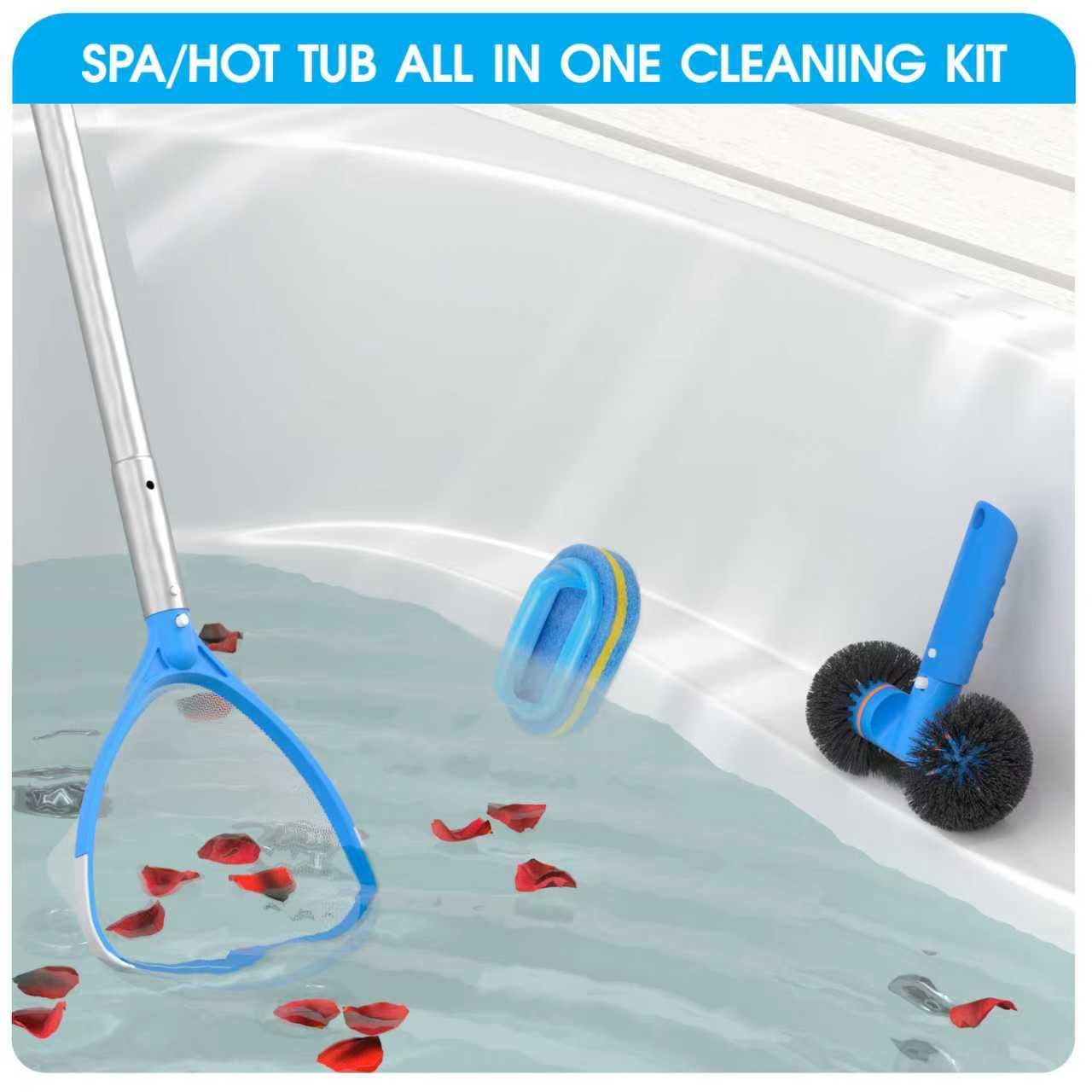 TidyMister 4-in-1 spa cleaning set round brush reaches corners effectively.