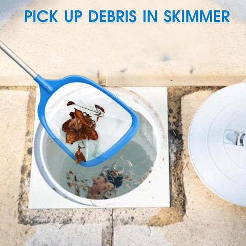 TidyMister 60inch pole extended for harder-to-reach areas during skimming.