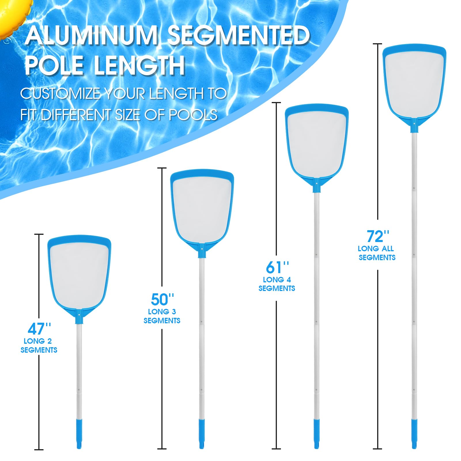 Tidymister aluminum poles extend to six feet for wider cleaning reach
