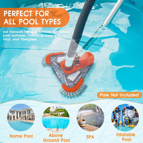TidyMister vacuum head works with standard hoses for inground and above-ground pools.