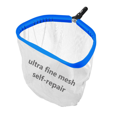 TidyMister skimmer with front lip arc for bottom debris pickup in pools